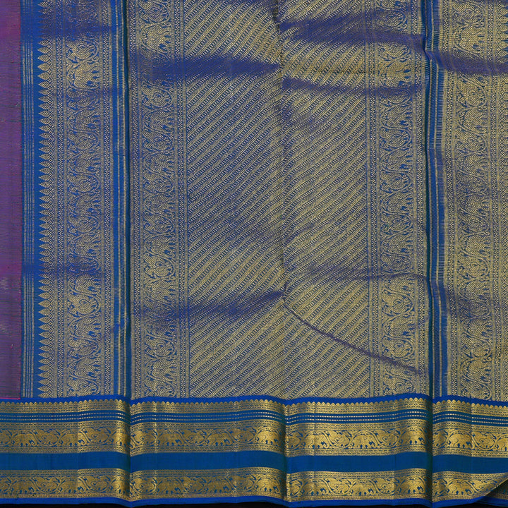 Hayagrivas Handloom Pink Kanjivaram Silk Saree with Peacock Blue Border KBE1832L3-1