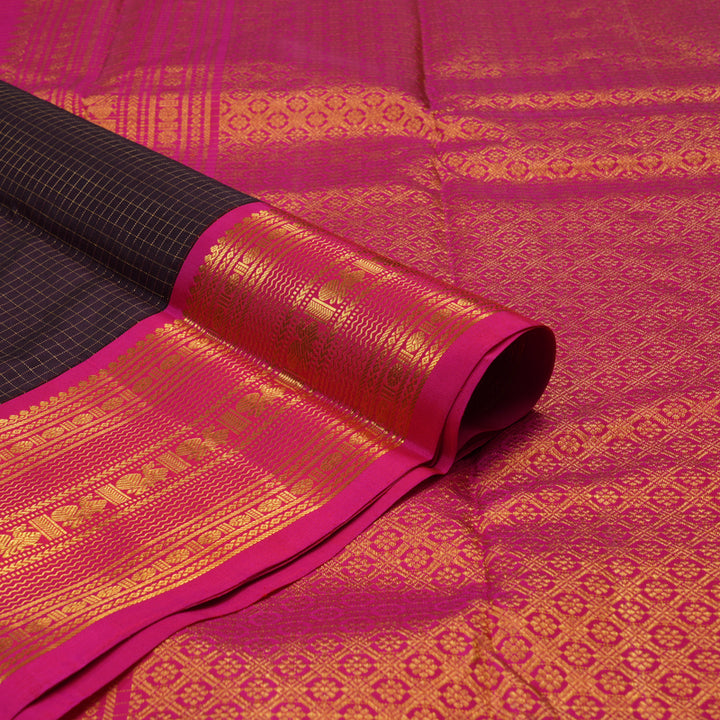 Hayagrivas Handloom Deep Nagapazham Kanjivaram Silk Saree with Rani pink border KBE1834L1-1