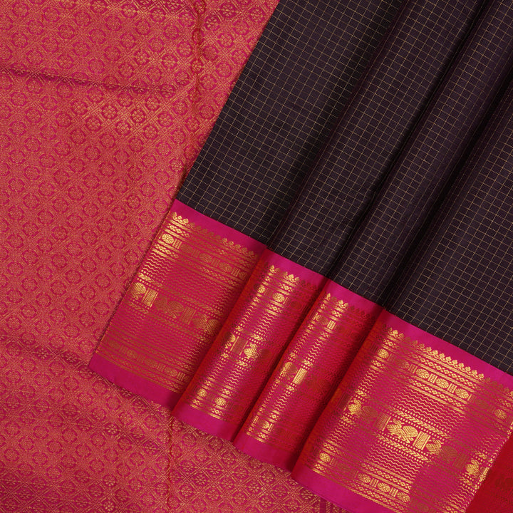 Hayagrivas Handloom Deep Nagapazham Kanjivaram Silk Saree with Rani pink border KBE1834L1-1