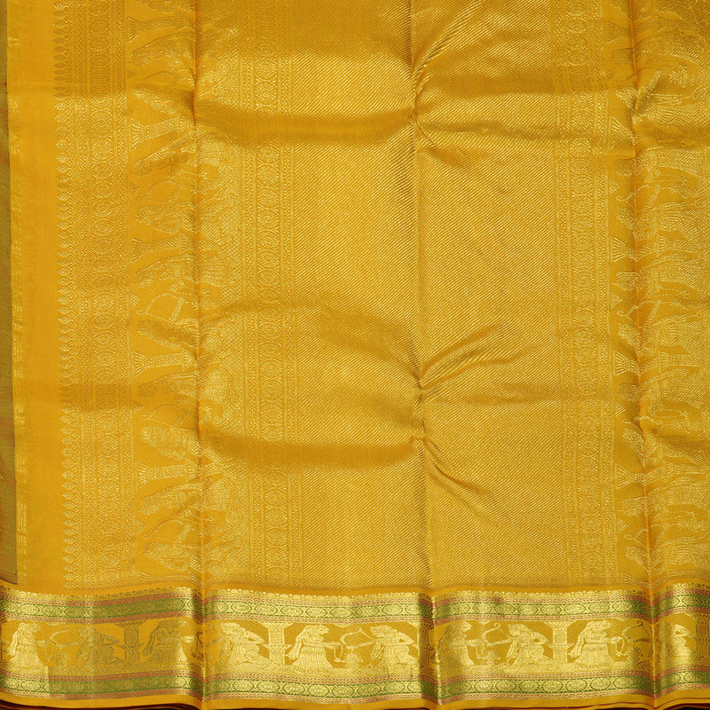 Hayagrivas Handloom Wine Purple Kanjivaram Silk Saree with Mustard Yellow Border KBE1834L2-3