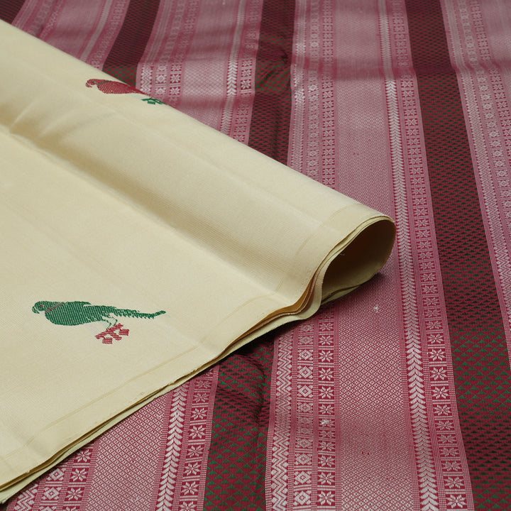 Hayagrivas Handloom Cream Kanjivaram Silk Saree KBE1838L1-1