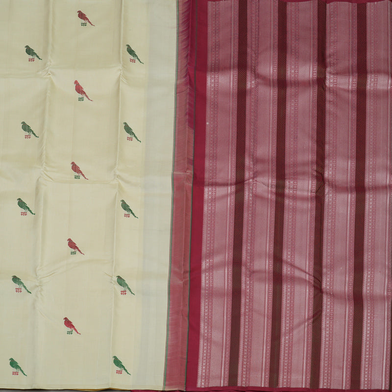 Hayagrivas Handloom Cream Kanjivaram Silk Saree KBE1838L1-1