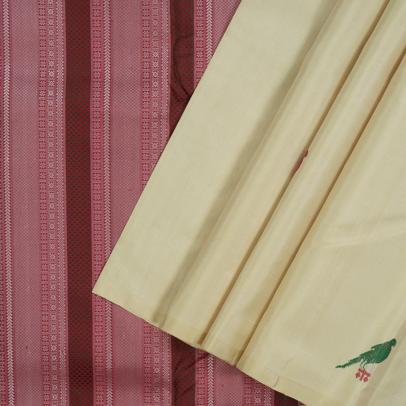 Hayagrivas Handloom Cream Kanjivaram Silk Saree KBE1838L1-1