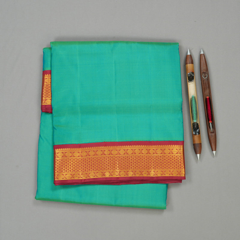 Hayagrivas Handloom Kanjivaram Ten Yards Silk Saree in Opulent Sea Green KBE183D4-1