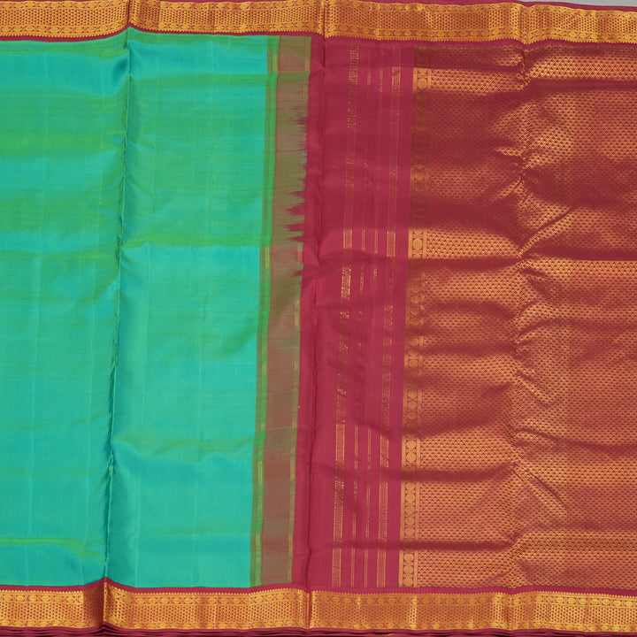 Hayagrivas Handloom Kanjivaram Ten Yards Silk Saree in Opulent Sea Green KBE183D4-1