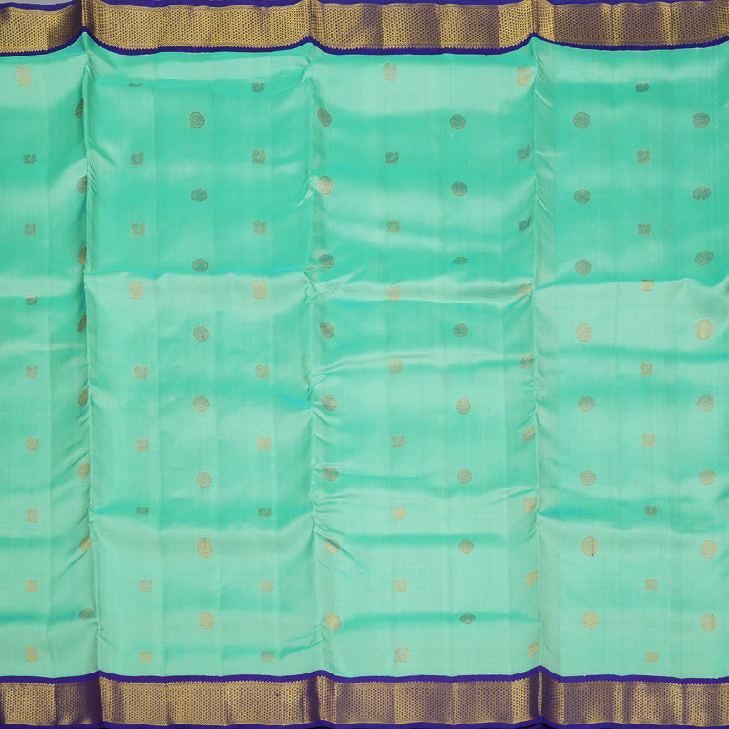 Hayagrivas Sky Blue Handloom Kanjivaram Ten Yards Silk Saree with Blue Border KBE183D5-1