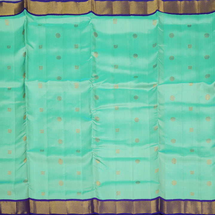 Hayagrivas Sky Blue Handloom Kanjivaram Ten Yards Silk Saree with Blue Border KBE183D5-1