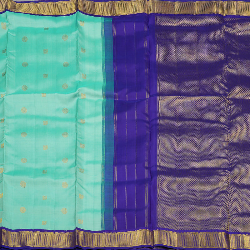 Hayagrivas Sky Blue Handloom Kanjivaram Ten Yards Silk Saree with Blue Border KBE183D5-1