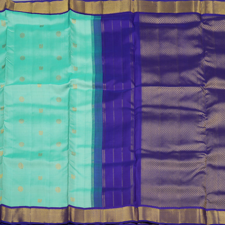 Hayagrivas Sky Blue Handloom Kanjivaram Ten Yards Silk Saree with Blue Border KBE183D5-1