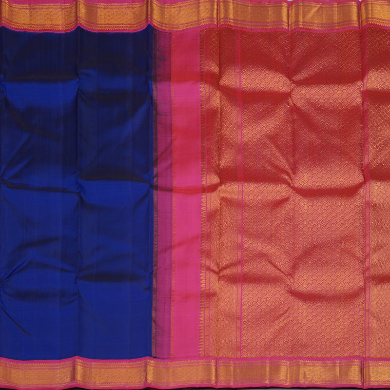 Hayagrivas Handloom MS Blue Kanjivaram Silk Saree with Pink Border KBE1840L3-1