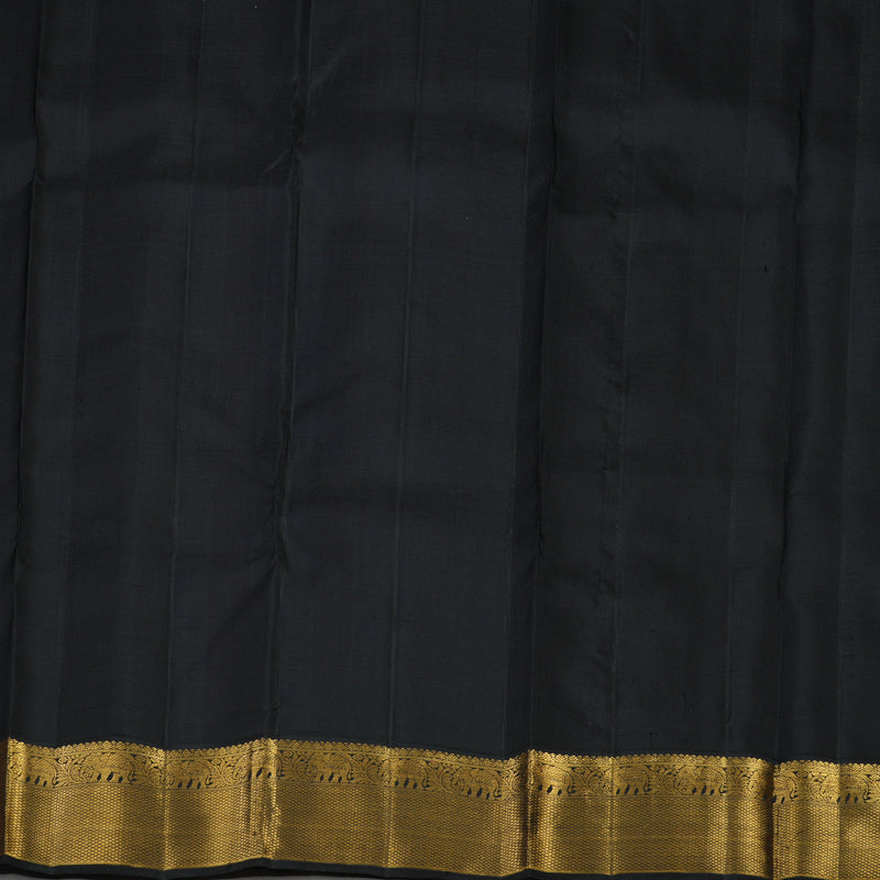 Hayagrivas Handloom Orangish Pink Kanjivaram Silk Saree with Black border KBE1841L1-3