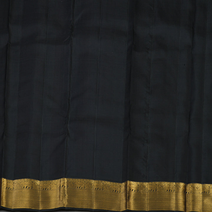 Hayagrivas Handloom Orangish Pink Kanjivaram Silk Saree with Black border KBE1841L1-3