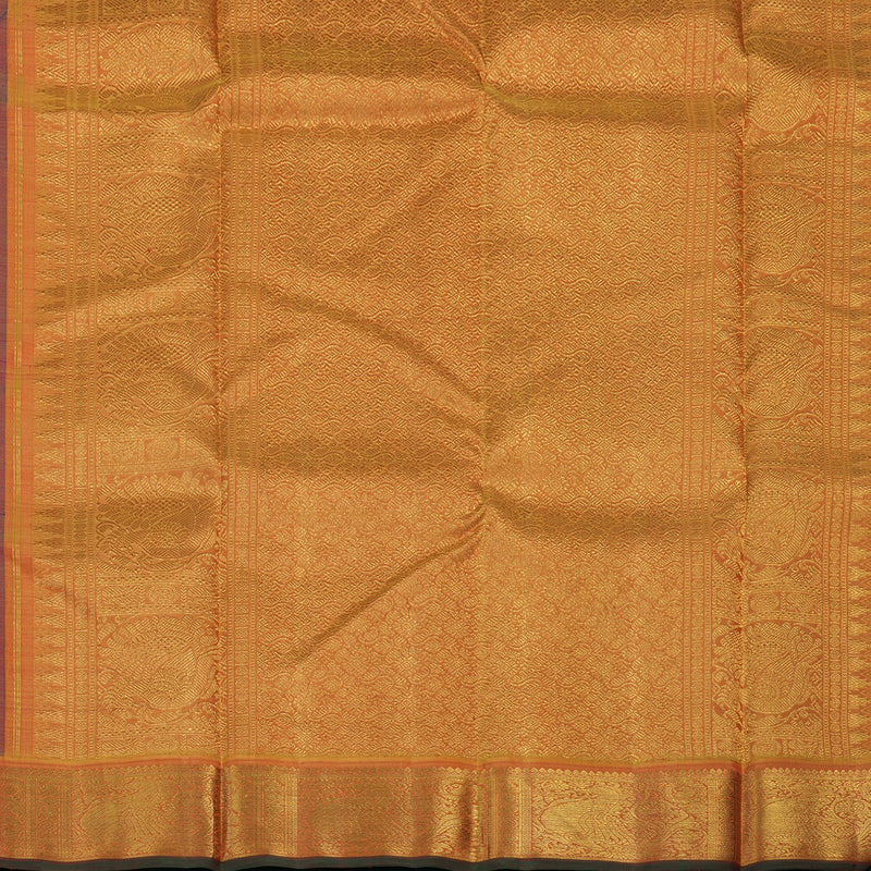 Hayagrivas Handloom Purple Kanjivaram Silk Saree with Golden Orange Border KBE1841L2-1