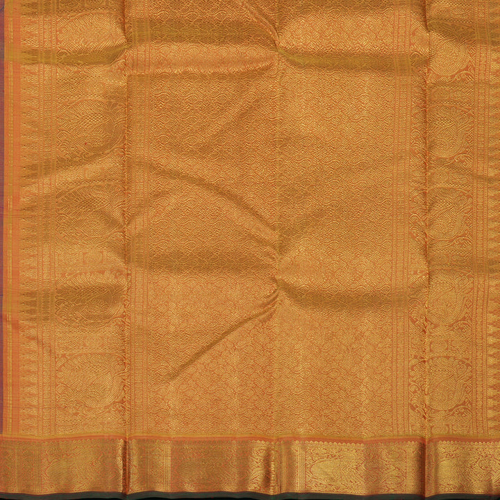 Hayagrivas Handloom Purple Kanjivaram Silk Saree with Golden Orange Border KBE1841L2-1