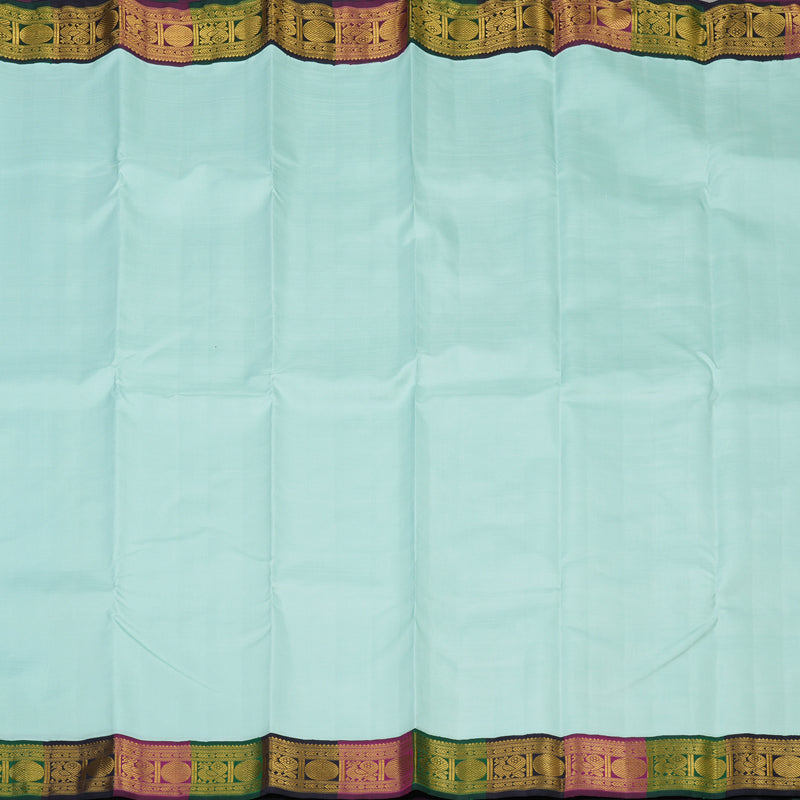 Hayagrivas Handloom Powder Blue Kanjivaram Silk Saree with Multicolour border KBE1841L3-1