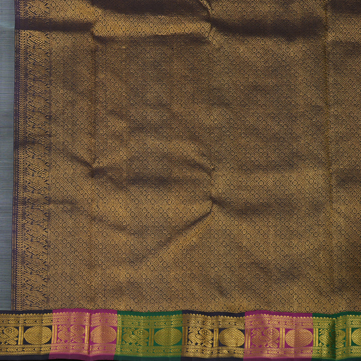 Hayagrivas Handloom Powder Blue Kanjivaram Silk Saree with Multicolour border KBE1841L3-1