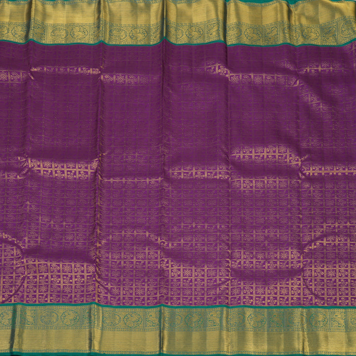 Hayagrivas Handloom Purple Kanjivaram Silk Saree with Peacock Green border KBE1841L5-1