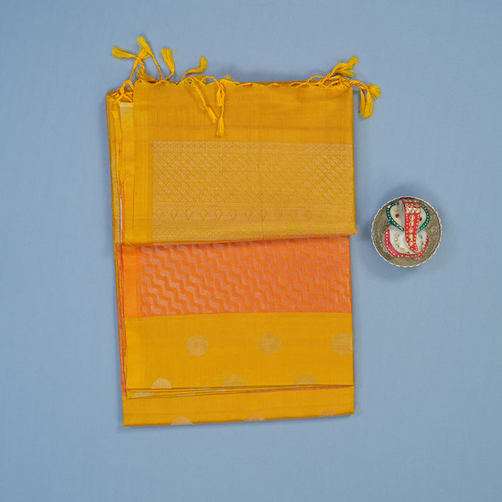 Hayagrivas Yellow & Orange Handloom Soft Silk Saree KBE1845L1-3