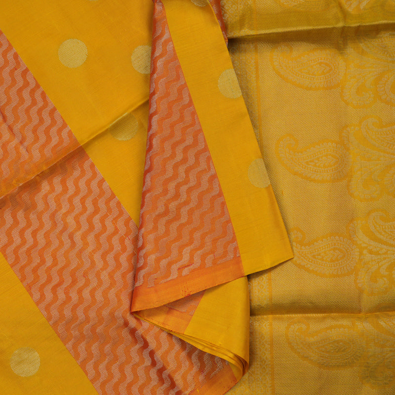 Hayagrivas Yellow & Orange Handloom Soft Silk Saree KBE1845L1-3