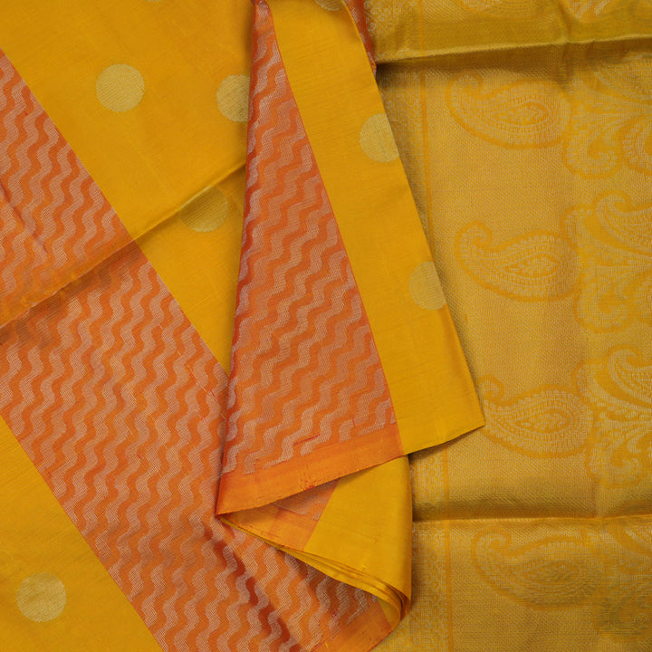 Hayagrivas Yellow & Orange Handloom Soft Silk Saree KBE1845L1-3