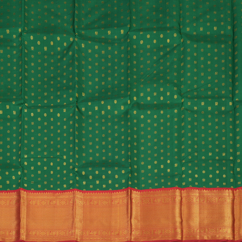 Hayagrivas Dark Green Kanjivaram Pattu Pavadai with Red border KBE1847L2-2