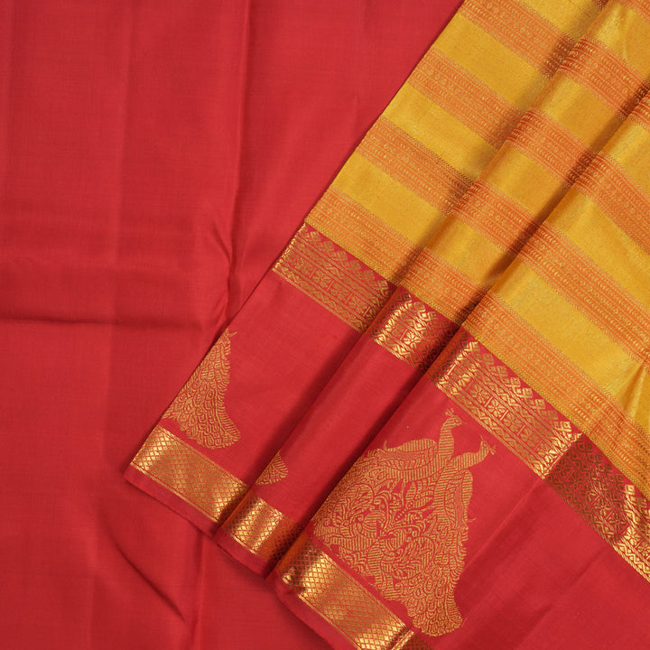 Hayagrivas Gold Kanjivaram Pattu Pavadai with Red border KBE1847L3-1