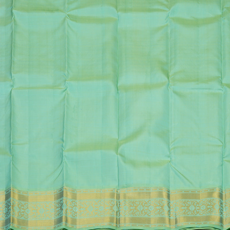 Hayagrivas Handloom MS Blue Kanjivaram Pattu Pavadai with Pastel Green border KBE1847L6-1