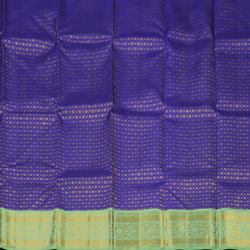 Hayagrivas Handloom MS Blue Kanjivaram Pattu Pavadai with Pastel Green border KBE1847L6-1