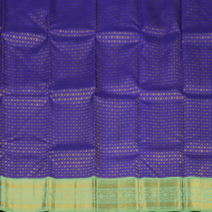 Hayagrivas Handloom MS Blue Kanjivaram Pattu Pavadai with Pastel Green border KBE1847L6-1