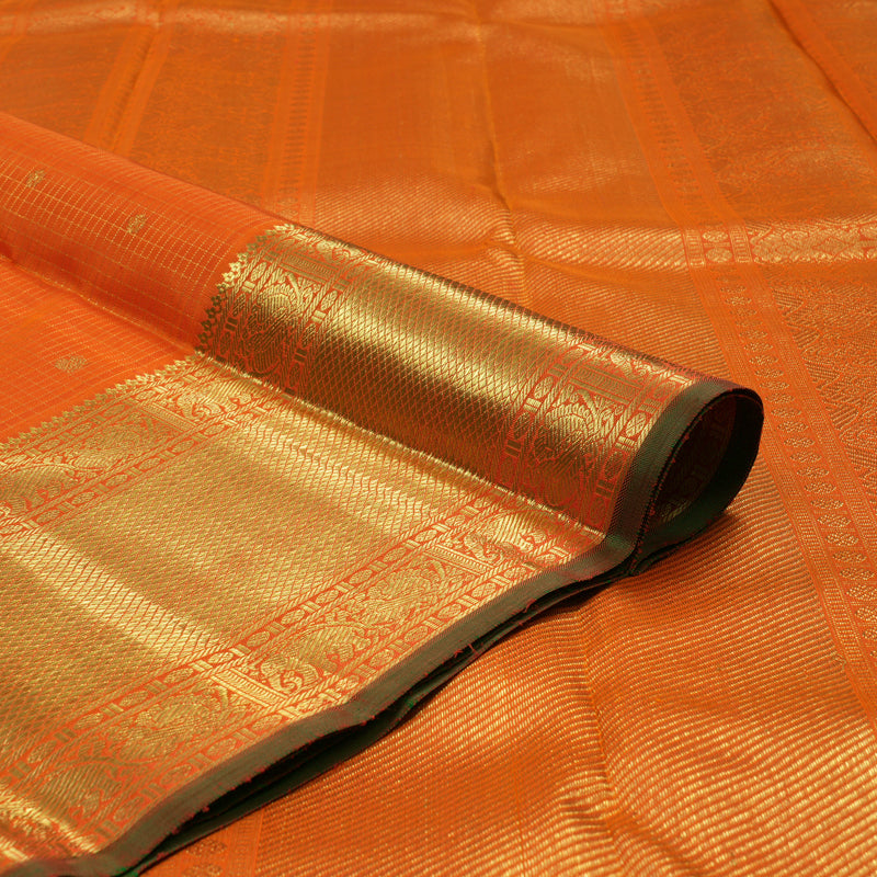 Hayagrivas Handloom Fanta Orange Kanjivaram Silk Saree KBE1849L6-1