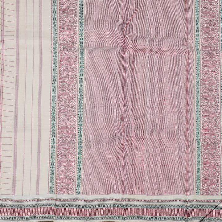 Hayagrivas Handloom Ivory Kanjivaram Silk Saree KBE184D2-1