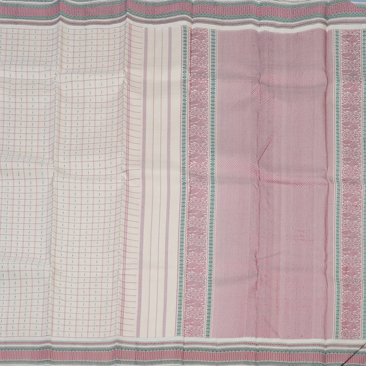 Hayagrivas Handloom Ivory Kanjivaram Silk Saree KBE184D2-1