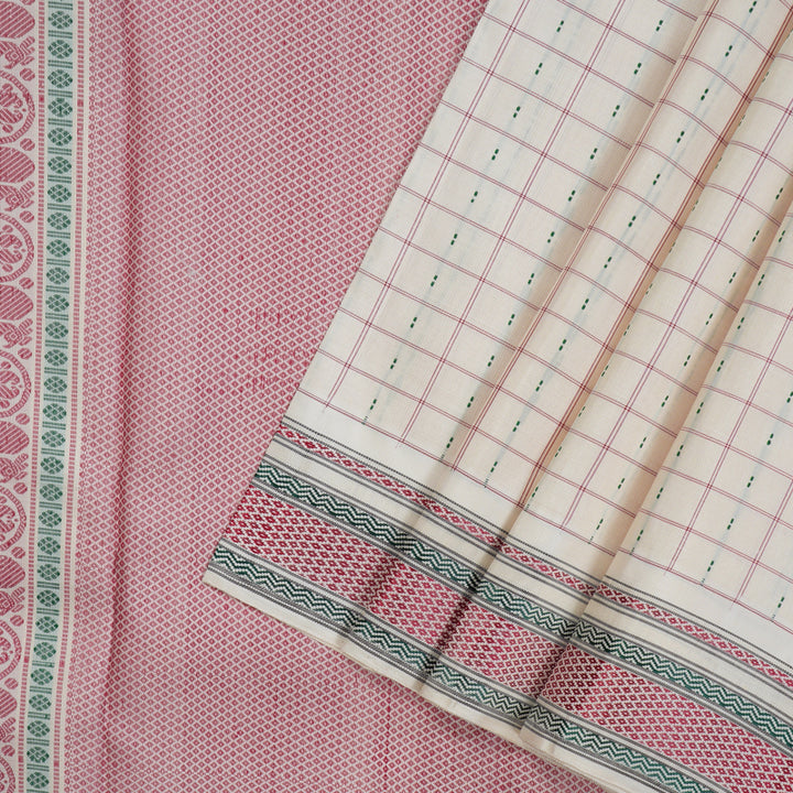 Hayagrivas Handloom Ivory Kanjivaram Silk Saree KBE184D2-1