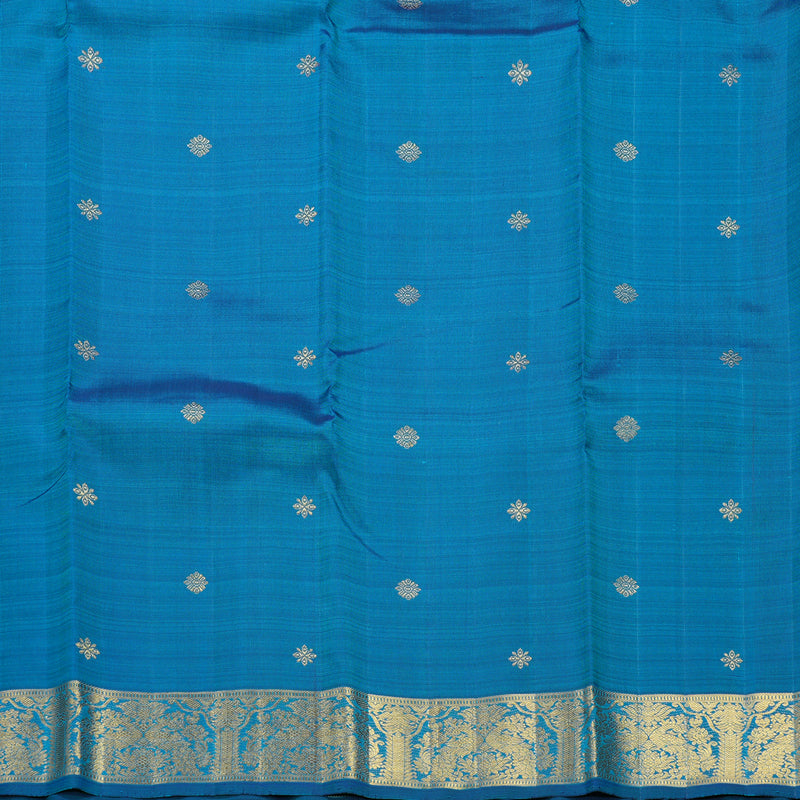 Hayagrivas Handloom Peacock Blue Kanjivaram Silk Saree KBE1854L1-1