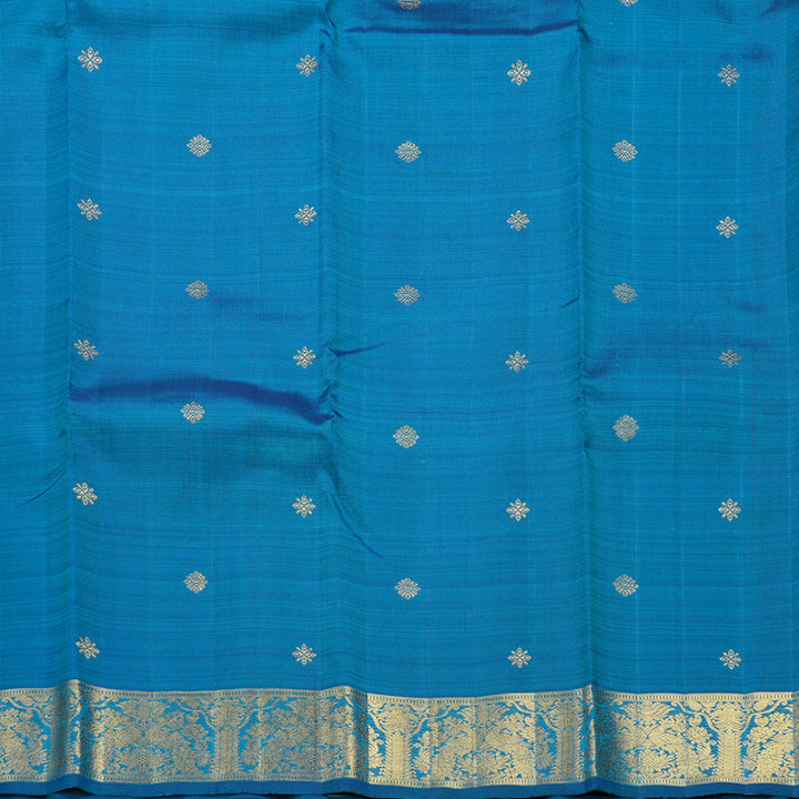Hayagrivas Handloom Peacock Blue Kanjivaram Silk Saree KBE1854L1-1