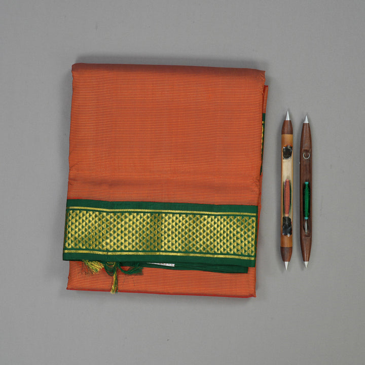 Hayagrivas Handloom Rust Orange Ten Yards Silk Madisar KBE1855L3-1