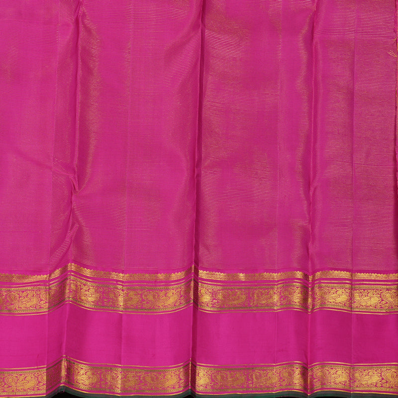 Hayagrivas Handloom Parrot green Kanjivaram Silk Saree with Rani Pink Border KBE1856L2-3
