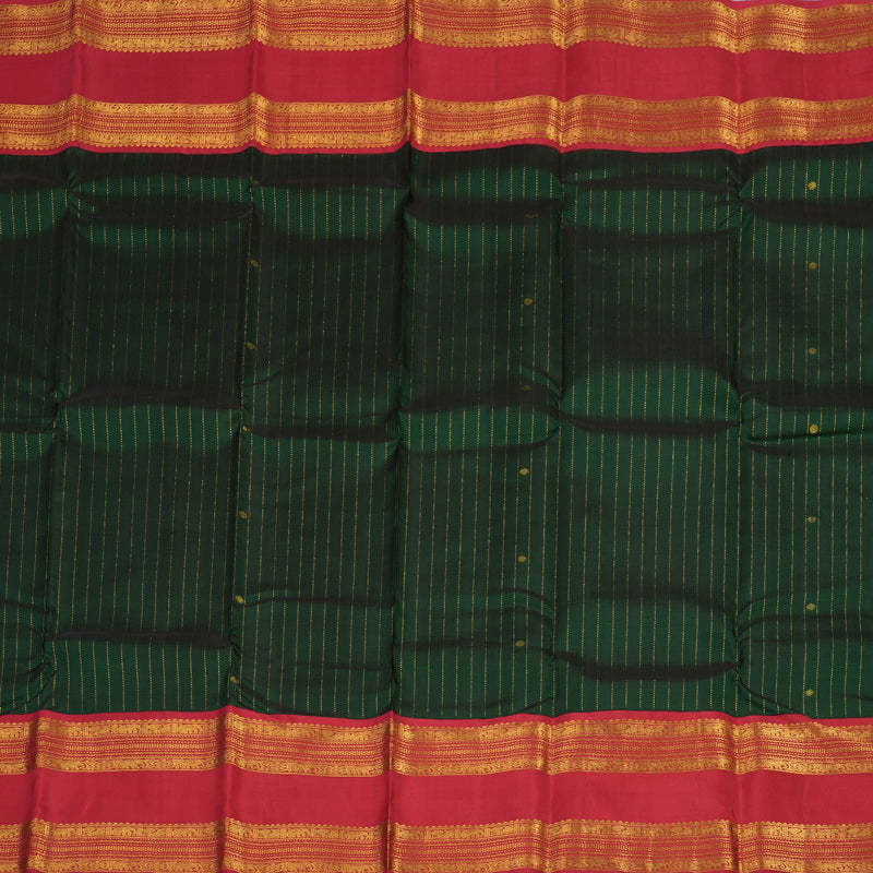 Hayagrivas Handloom Bottle Green Kanjivaram Silk Saree with Red Border KBE1856L4-1