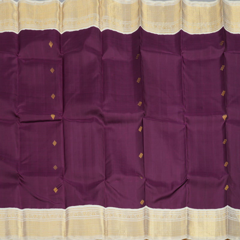 Hayagrivas Handloom Purple Kanjivaram Silk Saree with Half-White Border KBE1858L7-1