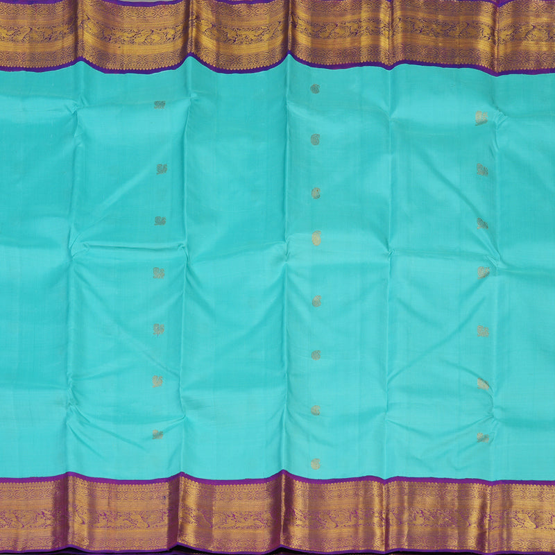 Hayagrivas Handloom Sky Blue Kanjivaram Silk Saree with Purple border KBE1859L1-7