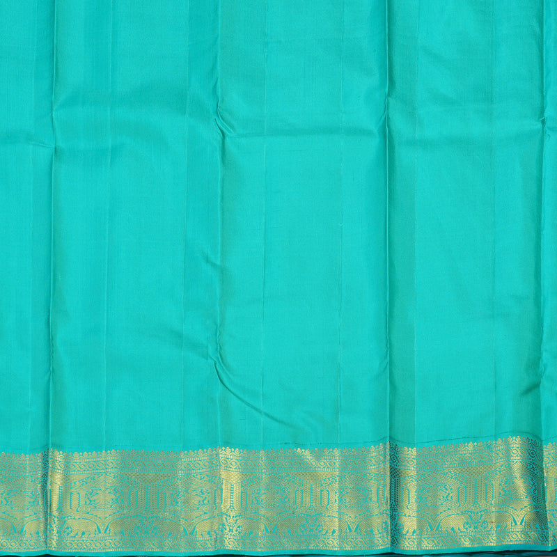 Hayagrivas Handloom Kanjivaram silk saree in stunning Blue with sea blue Korvai contrast KBE185D1-1