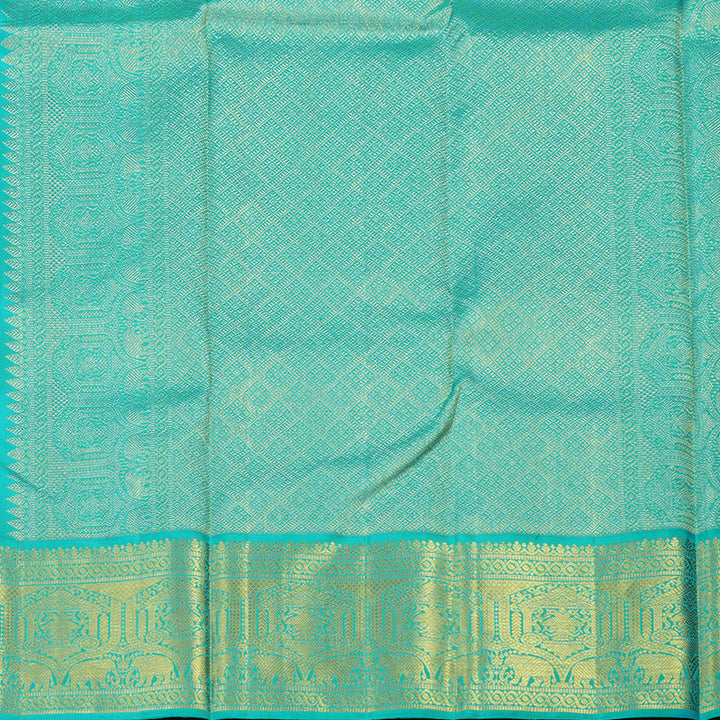 Hayagrivas Handloom Kanjivaram silk saree in stunning Blue with sea blue Korvai contrast KBE185D1-1