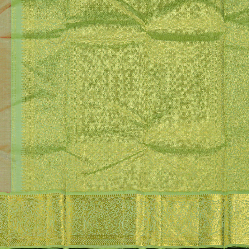 Hayagrivas Red Handloom Kanjivaram Silk Saree with Light Elaichi Green Border KBE185D1-2