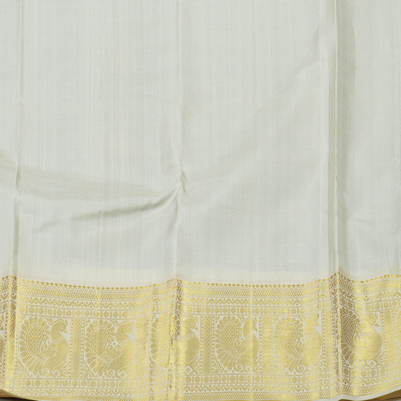 Hayagrivas Handloom Green Kanjivaram Silk Saree with Ivory border KBE1861L1-1