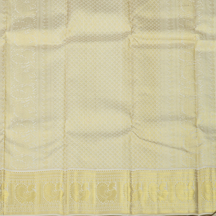 Hayagrivas Handloom Green Kanjivaram Silk Saree with Ivory border KBE1861L1-1