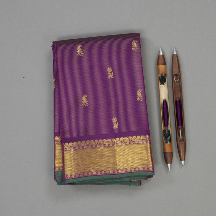 Hayagrivas Handloom Violet Kanjivaram Silk Saree KBE1861L15-1