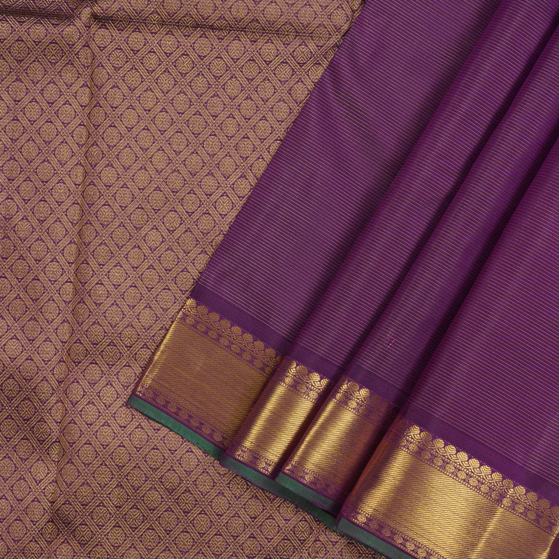 Hayagrivas Handloom Violet Kanjivaram Silk Saree KBE1861L15-1