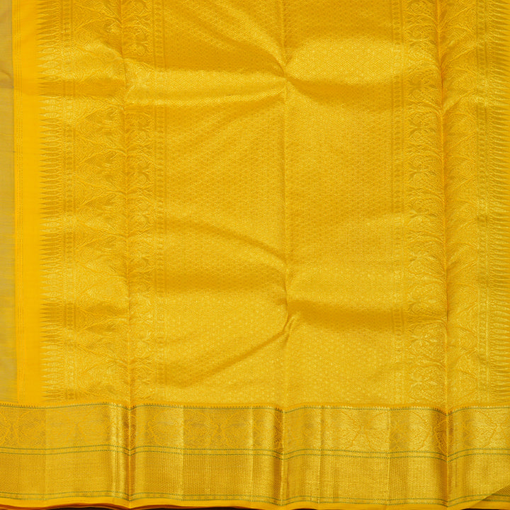 Hayagrivas Handloom Dark Grey Kanjivaram Silk Saree with Yellow Border KBE1861L21-1