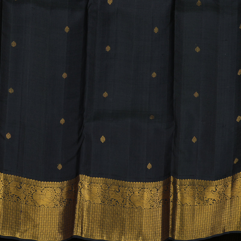 Hayagrivas Handloom Lime Green Kanjivaram Silk Saree with Black Border KBE1868L1-1
