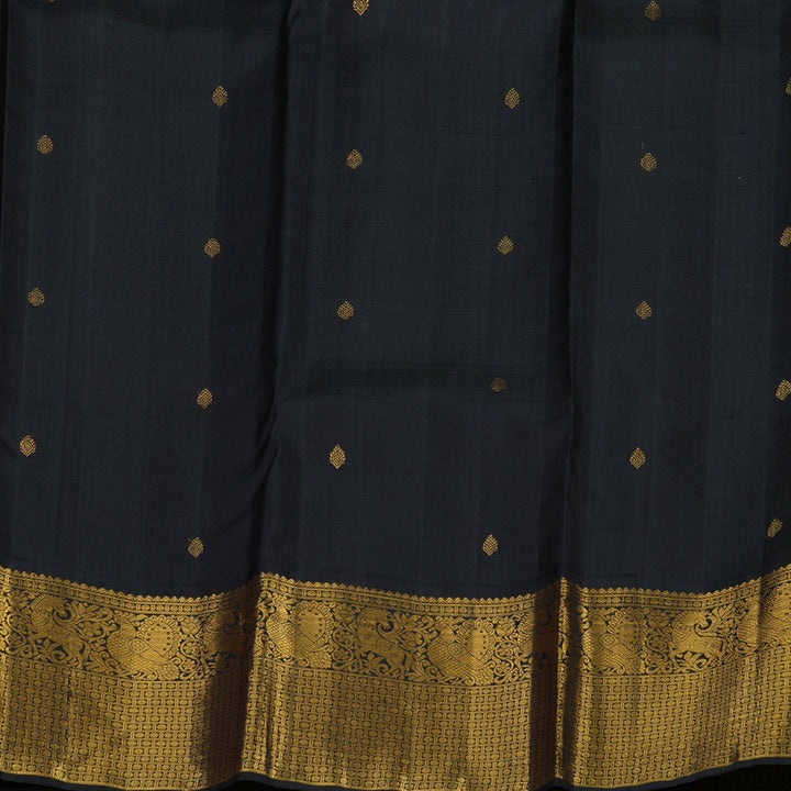 Hayagrivas Handloom Lime Green Kanjivaram Silk Saree with Black Border KBE1868L1-1